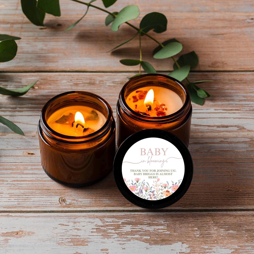 Personalized Baby Shower Candle Favors: Lavender Soy Wax With Dried ...