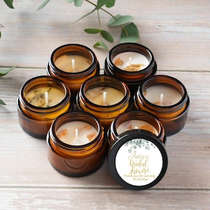 10/25/50 Personalized Soy Candles - Eucalyptus Bridal Shower Favors - Wedding Greenery Party Gifts