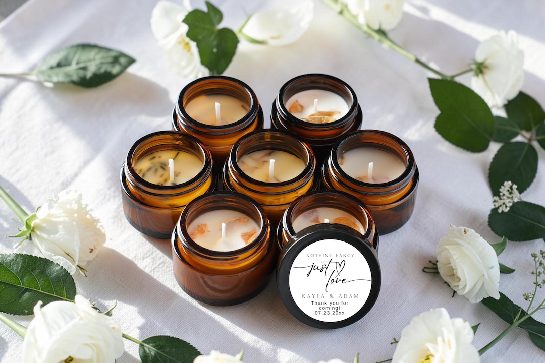 Personalized Wedding Candle Favors for Guests, Minimalist Wedding ...