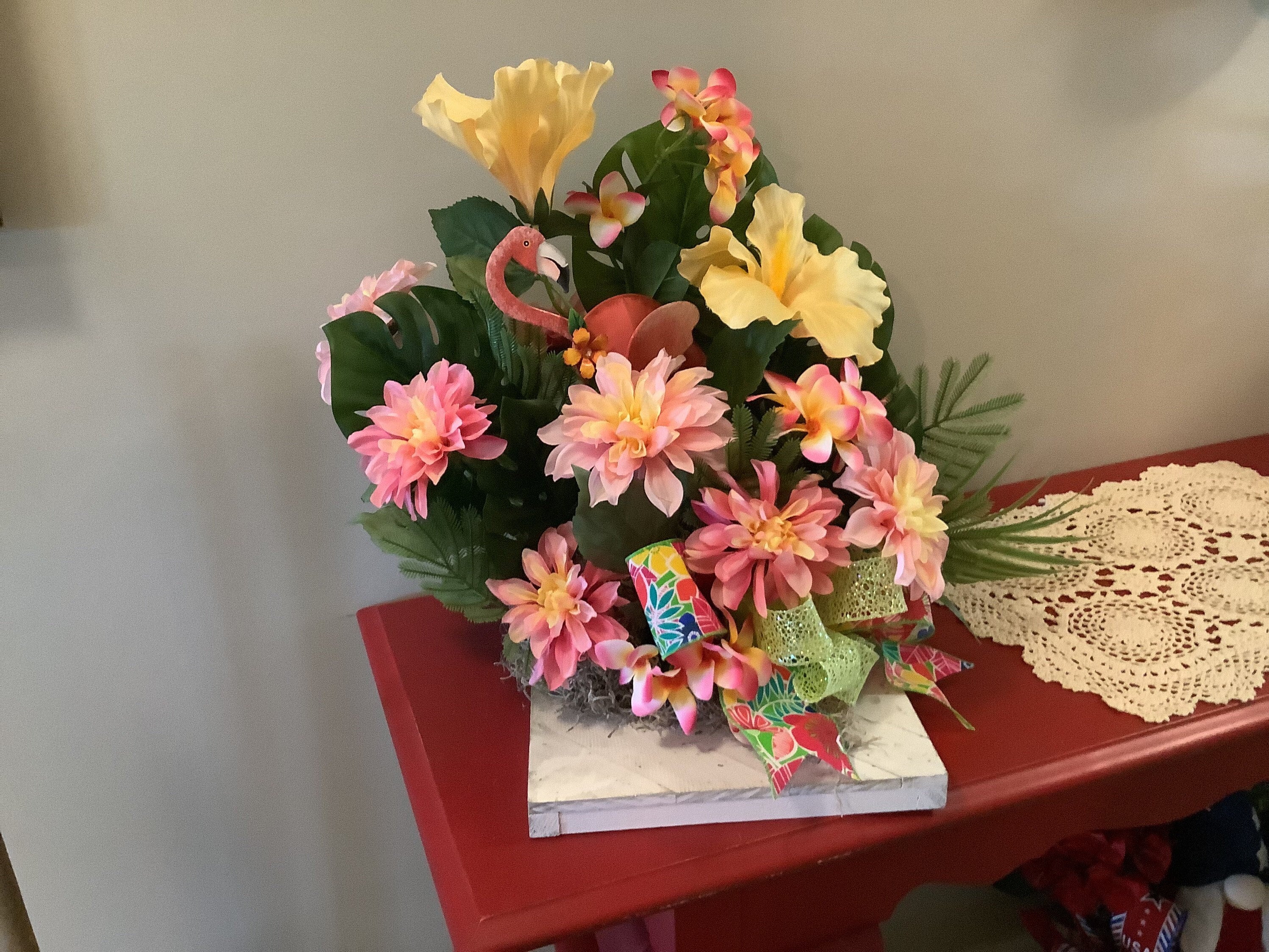 Flamingo Tropical Centerpiece Flamingo table decoration Tropical Flamingo Summer Centerpiece Hibiscus Tropical Free Shipping