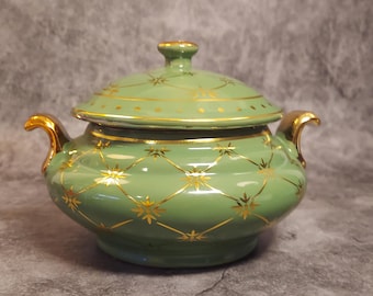 Orunmila Icofa Awofaca sopera green gold Orunla mano hand Ifa 6" x 5" tinajita soperita pots lidded vessels iyawo santo Ocha Santeria Lucumi