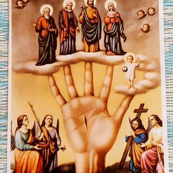 Powerful Hand Mano Poderosa image Santos auxiliares Oricha Vodou Lwa image  8" x 11" saint orisha Cromo Catholic Chromolithograph Altar god