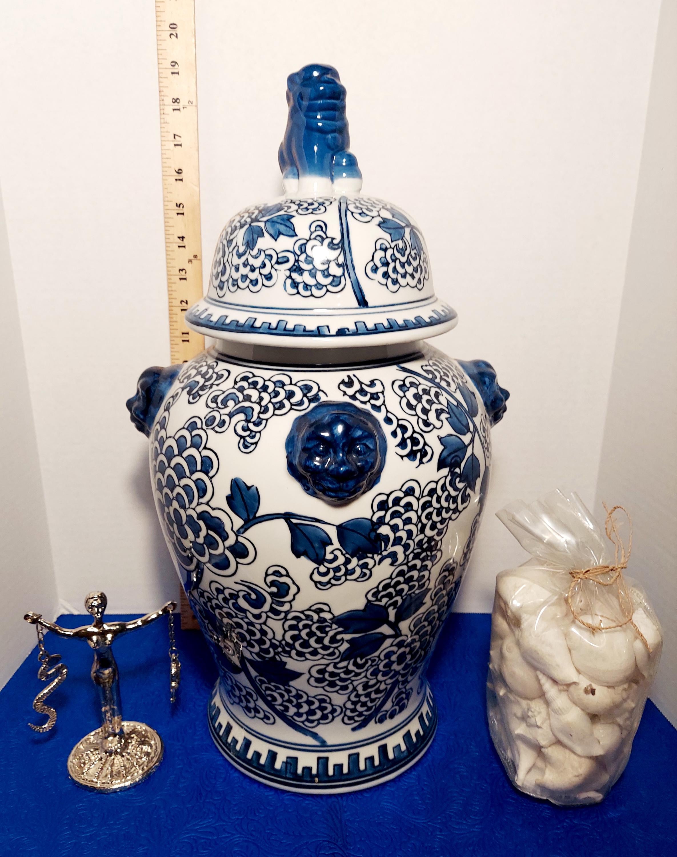 Olokun Sopera Tinaja Vessel Blue and White Yemaya Tureen With 4