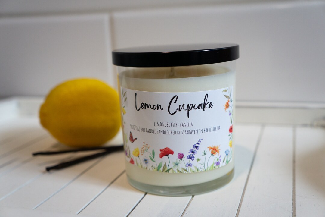 Lemon Cupcake Candle, Vanilla Cake Candle, Citrus Candle, Scented Soy Candle, Bridal Shower Gift