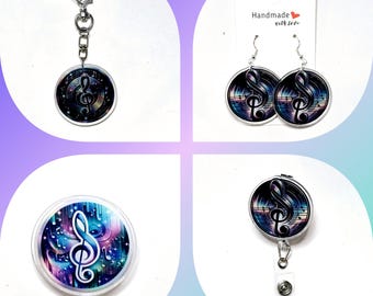 Cute Music Acrylic Charms Keychains, Phone Grips, Badge Reels, Earrings