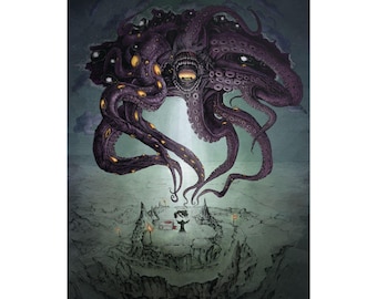 Lovecraft Illustration Poster- Descent of Yog-Sothoth