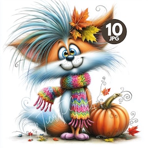 10 herfstvos clipart, aquarel JPG, schattige dieren illustratie, herfstdecor, kaarten maken, plakboek, ongewenste dagboek, digitale download, ambachten