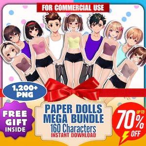 1,200+ PNG Paper dolls Bundle, Printable doll Set, DIY Craft Kit, Scrapbook, Kids Crafts, Printable Toys, Commercial Use, Instant Download