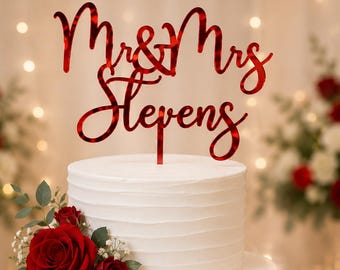 Personalized Acrylic Wedding Cake Topper Custom Name Cake Topper  Mr & Mrs Wedding Decor Acrylic Topper