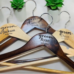 Groom  Hanger Personalized Engraved Groom Hangers Wedding Dress Hanger Engraved Groom Hangers, Groomsmen hanger tuxedo, tux, Bestman Hanger