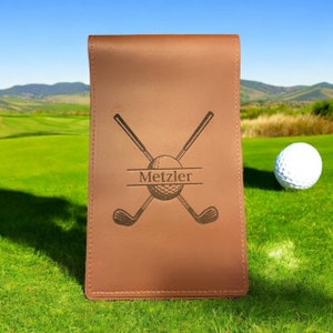 Carnet de golf en cuir, porte carte de score de golf, golf, accessoires de golf, cadeaux de golf, carnet de distance pour le golf, bloc-notes de golf, bloc-notes de golf