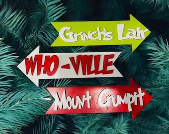 Who-ville Mount Crumpit Grinch Lair wood sign stocking sign, laser cut, Christmas decor, Christmas grinch