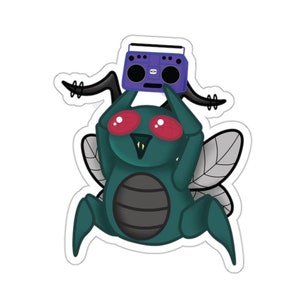 Boombox Loot Bug Adorable Kiss-Cut Sticker | Cozy Gamer Vibes PC, Laptop, Gaming Decal For the Company | Little Thief Bugger