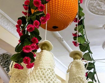 DEEMO handmade white / Half white crochet hanging dolls (4 pieces)