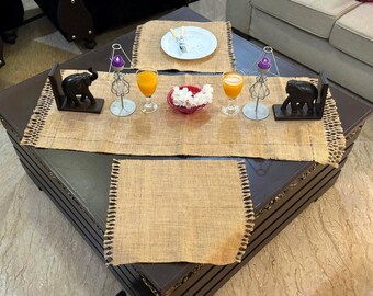 DEEMO jhoot handmade art work one full Table runner set with × 1 long and × 2 small side pieces.