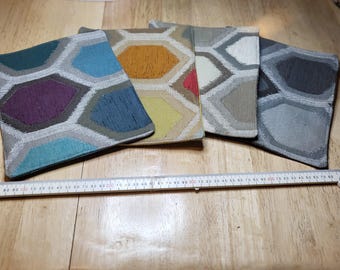 Mini Placemats, Mug mats, Surface savers, Upcycled upholstery fabric. hand made,