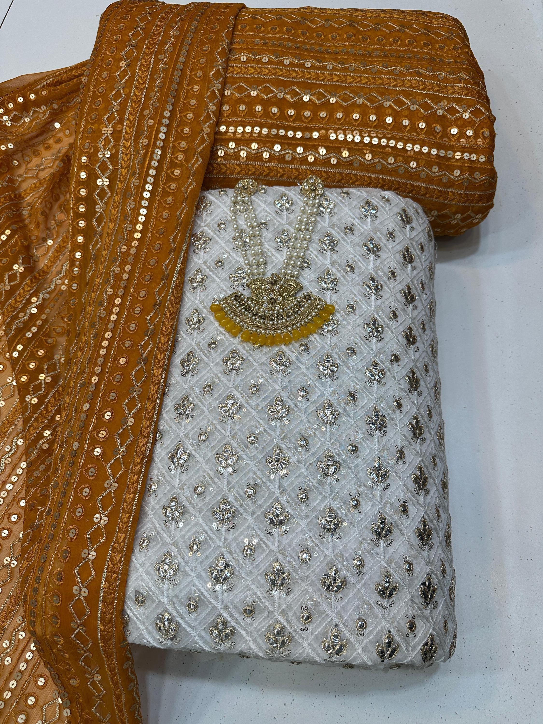 White Chicken Kari | Multiple Colors | Embellished Pakistani/indian ...