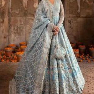 Ice Blue | Faiza Saqlain 25 | Pakistani Indian Desi Wear | Formal Wear | Party Wear | Bridal | Made to Order | New Collection | Eid/Nikkah