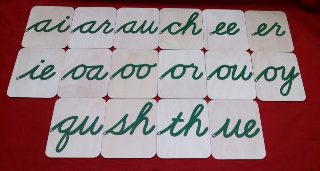 MINIATURE Lowercase CURSIVE Sandpaper Letters Blends on MINIATURE Birch ...