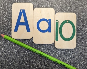 Mini Sandpaper Letters Set - Uppercase, Lowercase and Numbers 0-10 on MINI Birch wood,  Montessori, teaching supplies, preschool, kinder