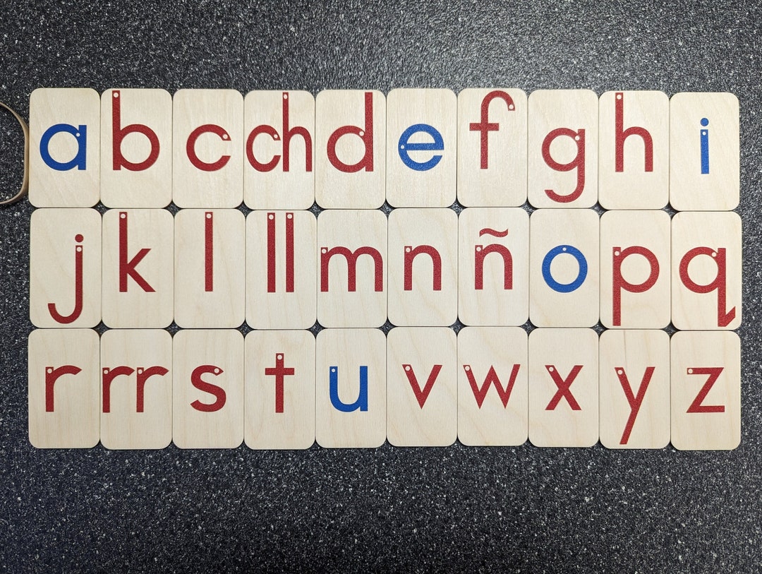 SPANISH Mini Lowercase Sandpaper Letters on MINI Birch Wood, Montessori ...