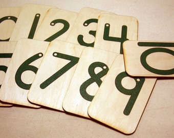 Sandpaper Numbers 0-10 mounted on 3"x5" birch wood,  Montessori, teaching supplies, preschool, kindergarten