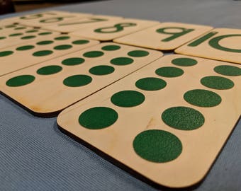 Sandpaper Numbers 0-10 and Matching Sandpaper dots on 3x5 inch Birch wood,  Montessori, teaching supplies, preschool, kindergarten