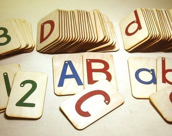 Sandpaper Letters, Uppercase, Lowercase and Numbers 0-20  mounted on 3x5 inch Birch wood boards,  Montessori, teaching supplies, preschool,