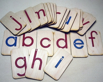 Mini Lowercase Sandpaper Letters on MINI birch wood,  Montessori, teaching supplies, preschool, kindergarten