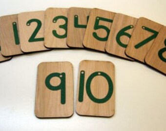 Sandpaper Numbers 0-10 mounted on 3x5 inch Birch wood,  Montessori, teaching supplies, preschool, kindergarten