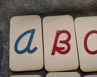 MINI-Uppercase Cursive Sandpaper Letters on MINI birch wood boards,  Montessori, teaching supplies, preschool, kindergarten