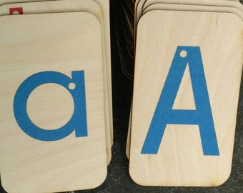 Lowercase and Uppercase Sandpaper Letters on 3x5 inch Birch wood,  Montessori, teaching supplies, preschool, kindergarten