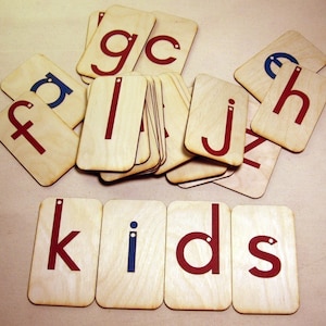 Lowercase Sandpaper Letters on 3x5 inch Birch wood boards, Montessori, teaching supplies, preschool image 1