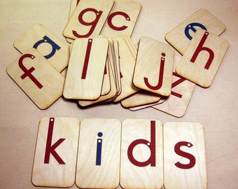 Lowercase Sandpaper Letters on 3x5 inch Birch wood boards, Montessori, teaching supplies, preschool