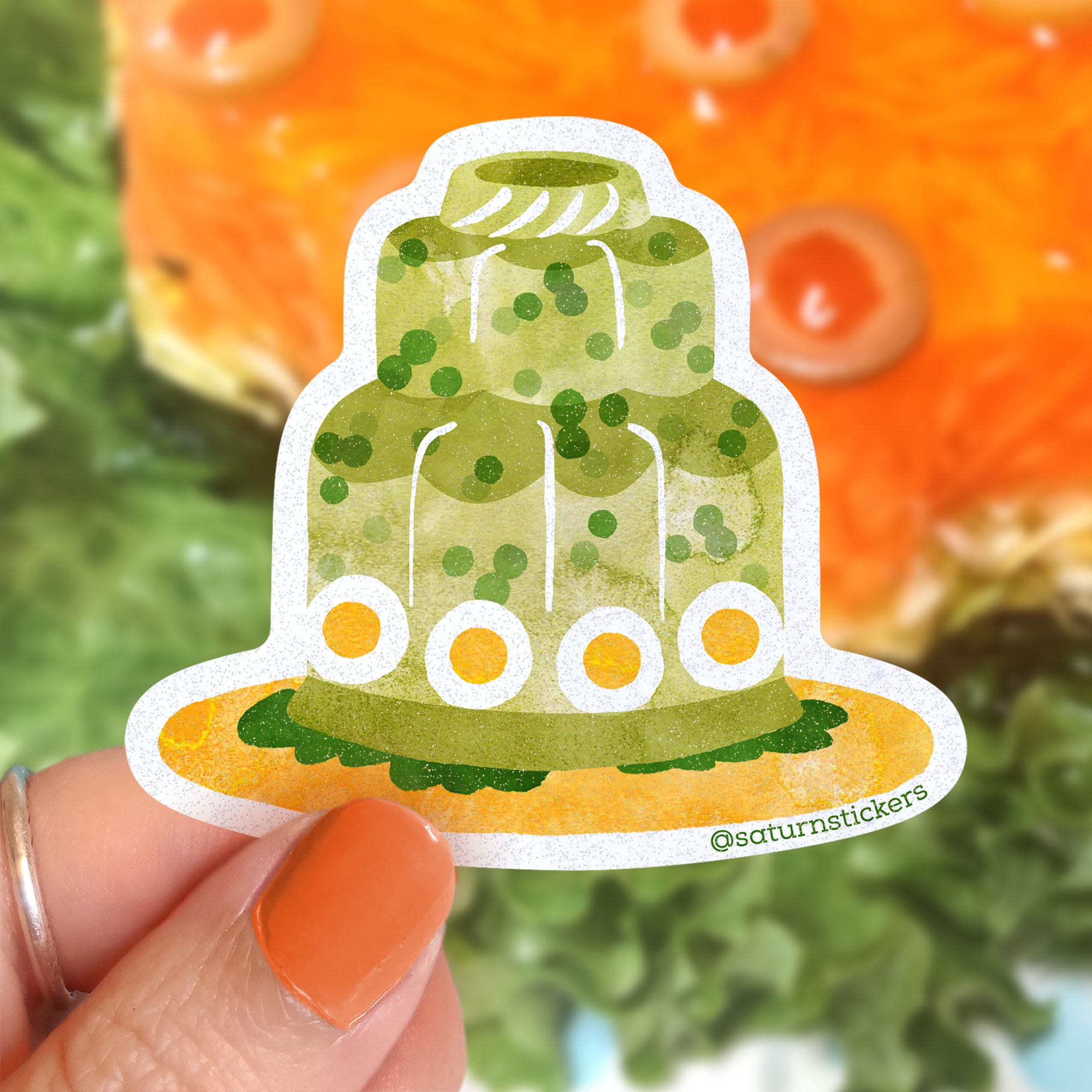 Mold Sticker Retro Jello Molds • Glitter Vinyl Sticker Set • Green Mold • Pink Mold ...