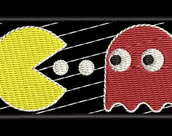 Original Pac Man Fan Patch - Iron-On / Velcro 3.5&quot;x1.5&quot; Full Stitches