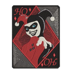 Harley Quinn Spielkarte Fan Aufnäher - zum Aufbügeln / Klettverschluss 7,5 x 10,5 cm