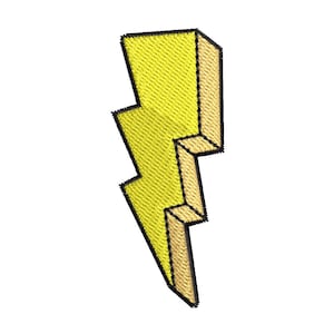 Lightning Bolt - Iron-On / Velcro 3.0&quot;x2.0&quot; Full Stitches