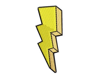 Lightning Bolt - Iron-On / Velcro 3.0&quot;x2.0&quot; Full Stitches