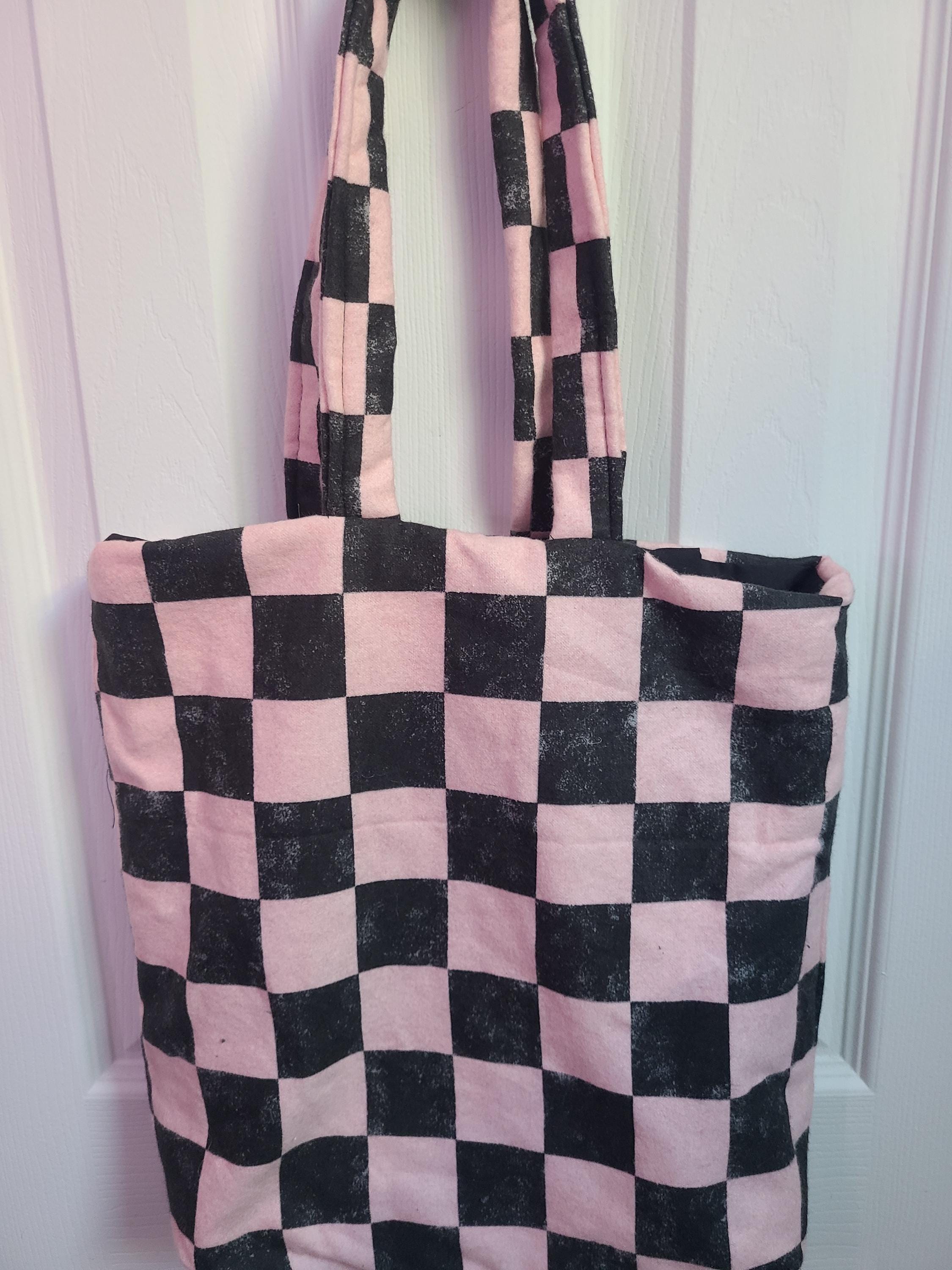 Checkered Pink and Black Women\'s Bag Chic Black & Pink Checkered Bag Combo | TikTok main image 3