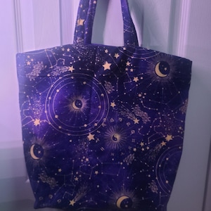 Celestial Galaxy Zodiac Horoscope Tote Bag