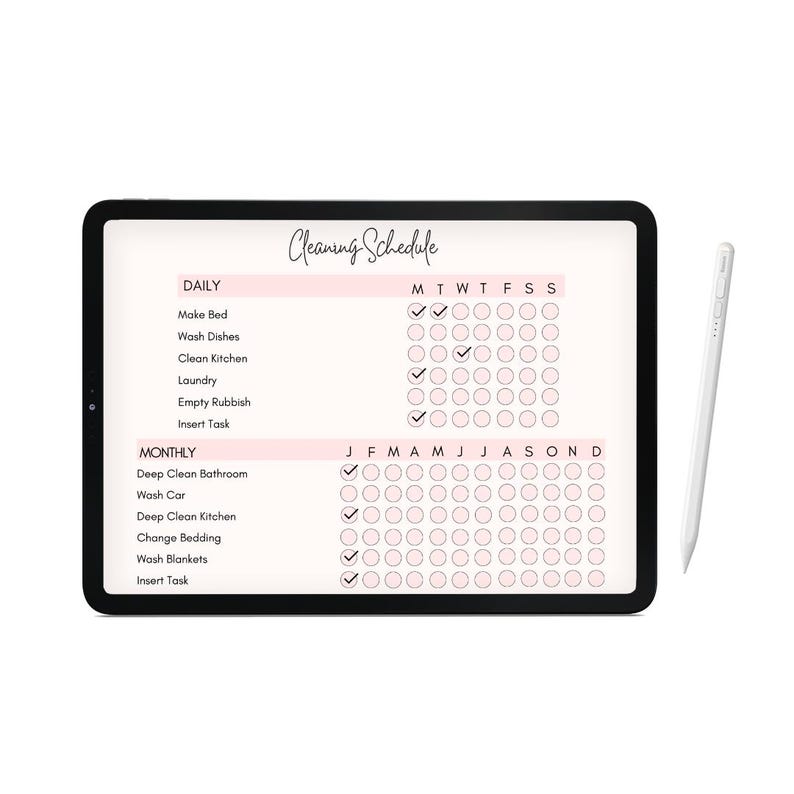 Pink Editable Cleaning Schedule Planner, Fillable Printable PDF ...