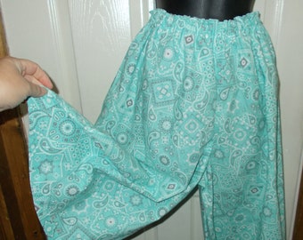 Girls Size 6-8 Split Skirt Culotte Turquoise Bandana Paisley Modest Camp Active Conservative Church