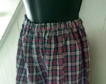 Girls Size 14-16 Plaid Homespun Plaid Culotte Split Skirt Modest Fun Feminine Church Camp