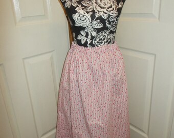 Ladies' Size 18-20 Pink and White Rose Striped Ticking Long Modest Skirt