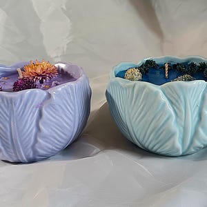 flower bowl candle, dried flowers candle, scented candle, floral candle, elegant flower candle, organic soy wax candle, candle with flowers,