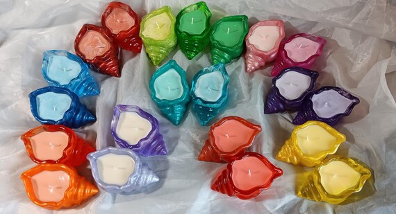 Epoxy resin conch shell candle container, soy wax, translucent/solid color container, fun gift idea, party decorations, unique candle gift