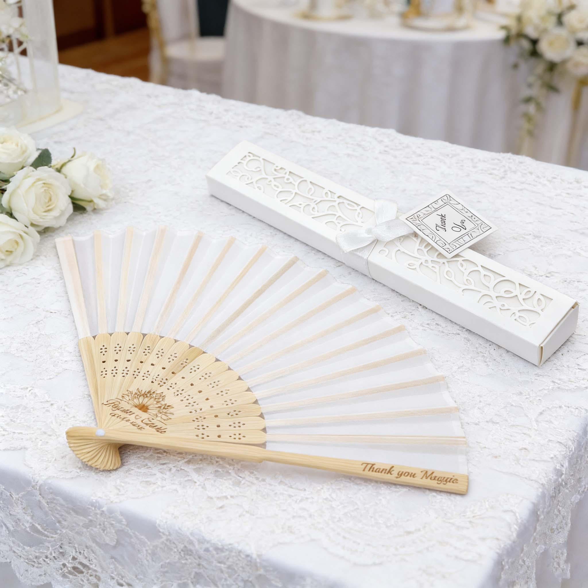 Eventails Blanc Mariage Coeur 48 Pcs, Plastique Papier Table Mariage Église Fête Décoration Accessoire Cuneary - Maison
