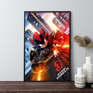 Cartazes do filme Sonic the Hedgehog 3, cartazes de filmes retrô, impressão em tela, arte de parede, decoração de quarto, decoração de casa, presentes, pôster embrulhado