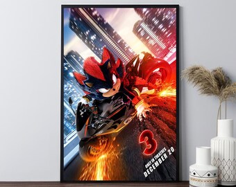 Sonic the Hedgehog 3 movie posters,retro movie posters,canvas printing，wall art, room decoration, home decoration,gifts,wrapped poster